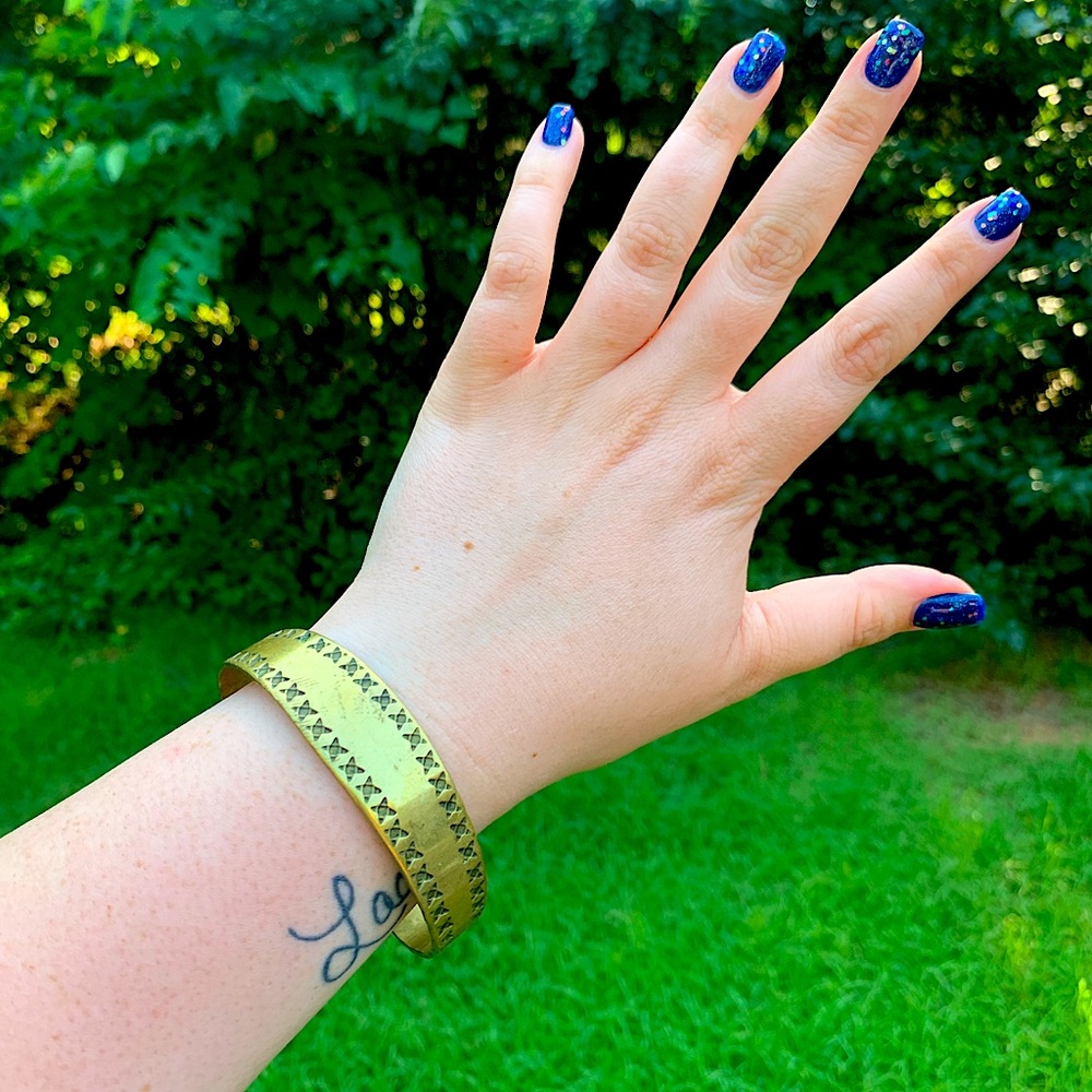 Patterned Hammered Brass Cuff - image 1